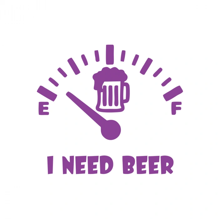 I Need Beer Araba Sticker  17x17 Cm Mor