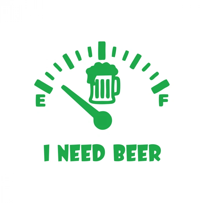 I Need Beer Araba Sticker  17x17 Cm Yeşil