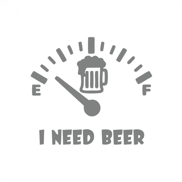 I Need Beer Araba Sticker  17x17 Cm Gri