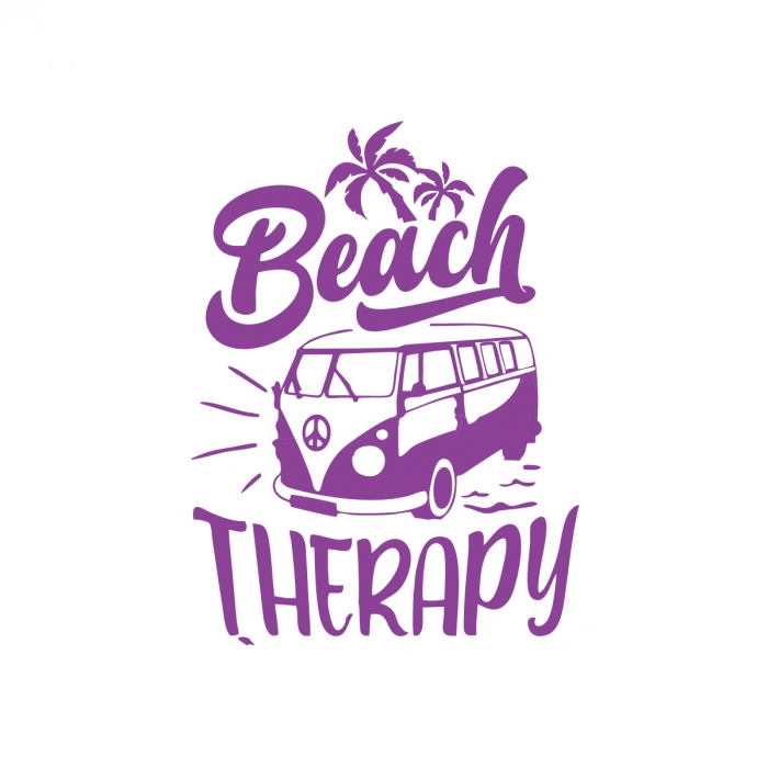 Beach Therapy Araba Sticker 17x17 Cm Mor