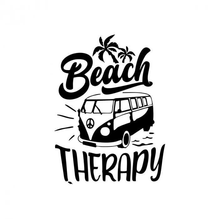 Beach Therapy Araba Sticker 17x17 Cm Siyah