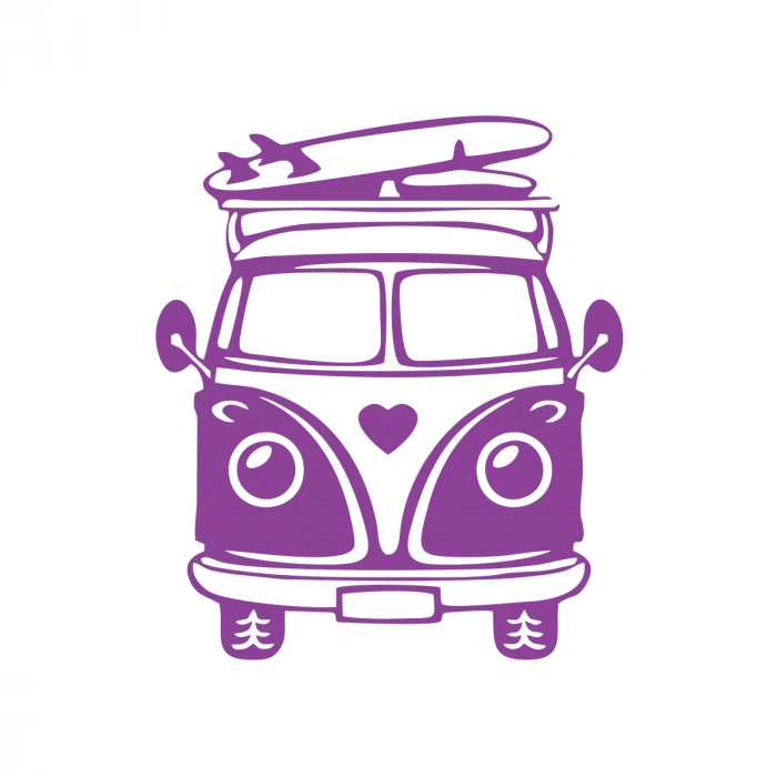 Karavan Araba Sticker  17x17 Cm Mor