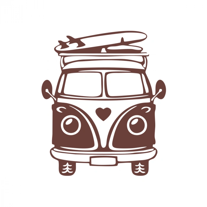 Karavan Araba Sticker  17x17 Cm Kahverengi