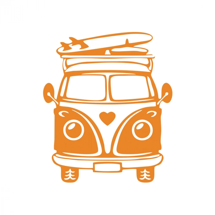 Karavan Araba Sticker  17x17 Cm Turuncu