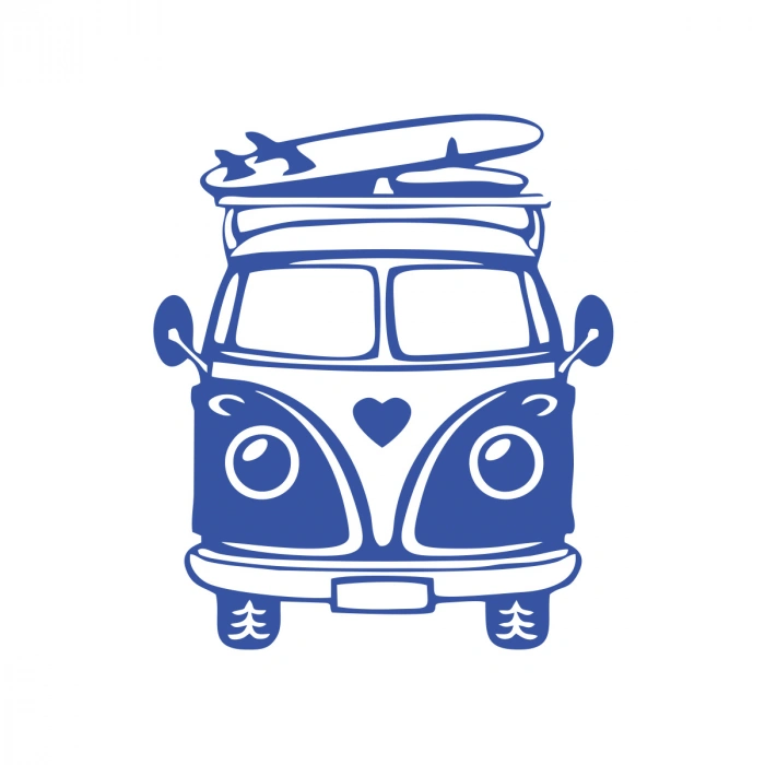 Karavan Araba Sticker  17x17 Cm Mavi