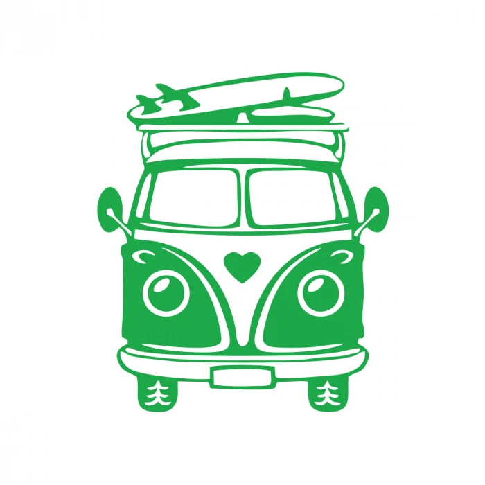 Karavan Araba Sticker  17x17 Cm Yeşil