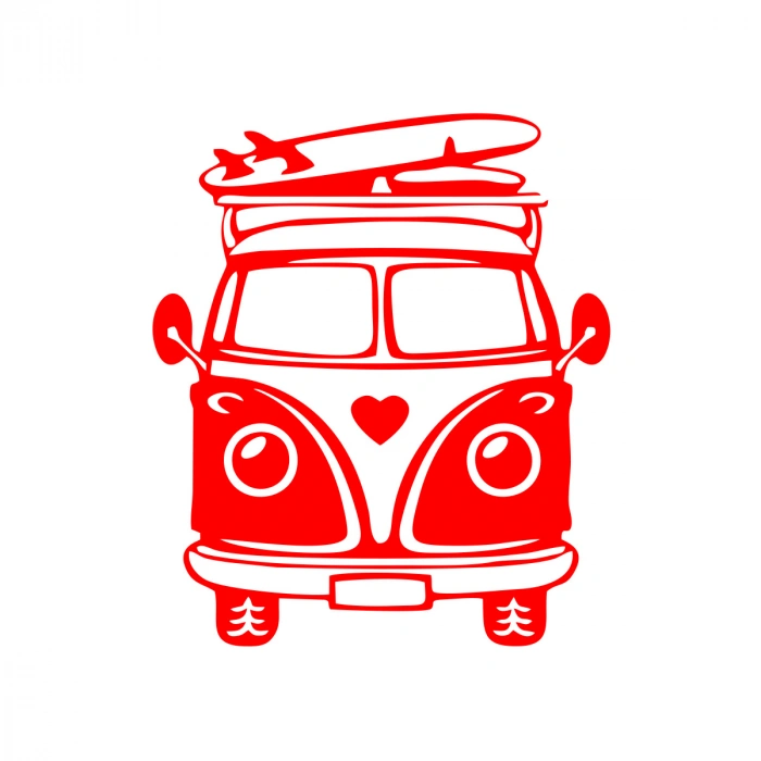 Karavan Araba Sticker  17x17 Cm Kırmızı