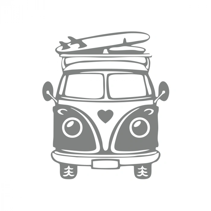 Karavan Araba Sticker  17x17 Cm Gri