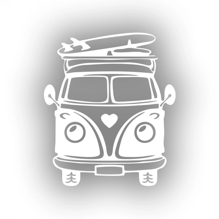 Karavan Araba Sticker  17x17 Cm Beyaz