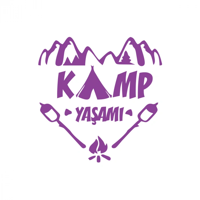 Kamp  Yaşamı Araba Sticker 17x17 Cm Mor