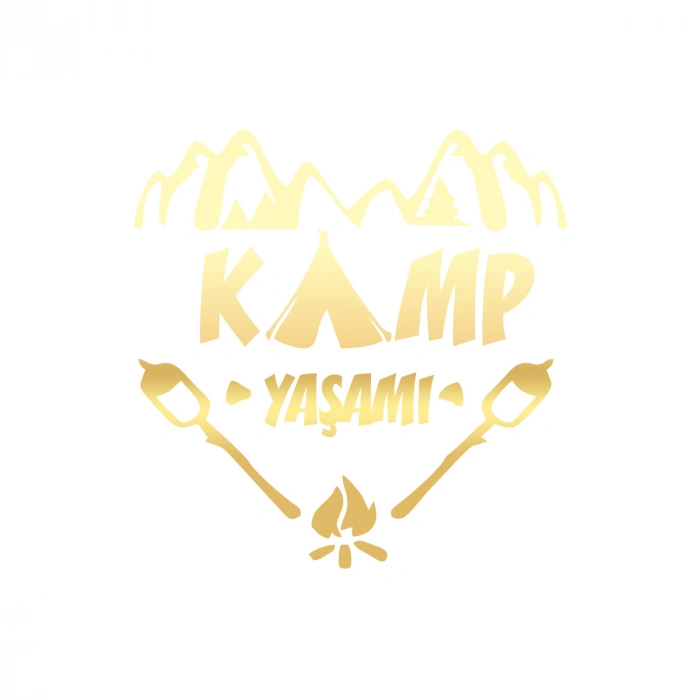 Kamp  Yaşamı Araba Sticker 17x17 Cm Gold