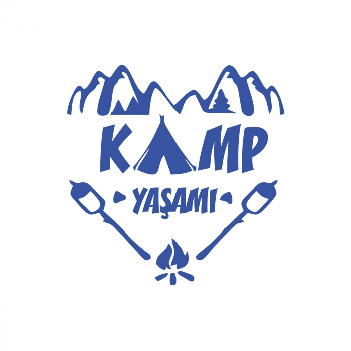 Kamp  Yaşamı Araba Sticker 17x17 Cm Mavi