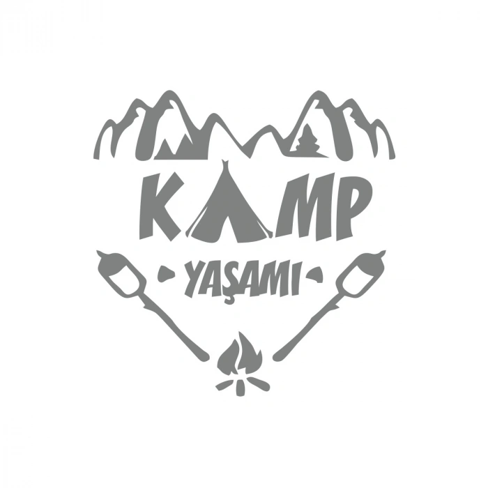 Kamp  Yaşamı Araba Sticker 17x17 Cm Gri