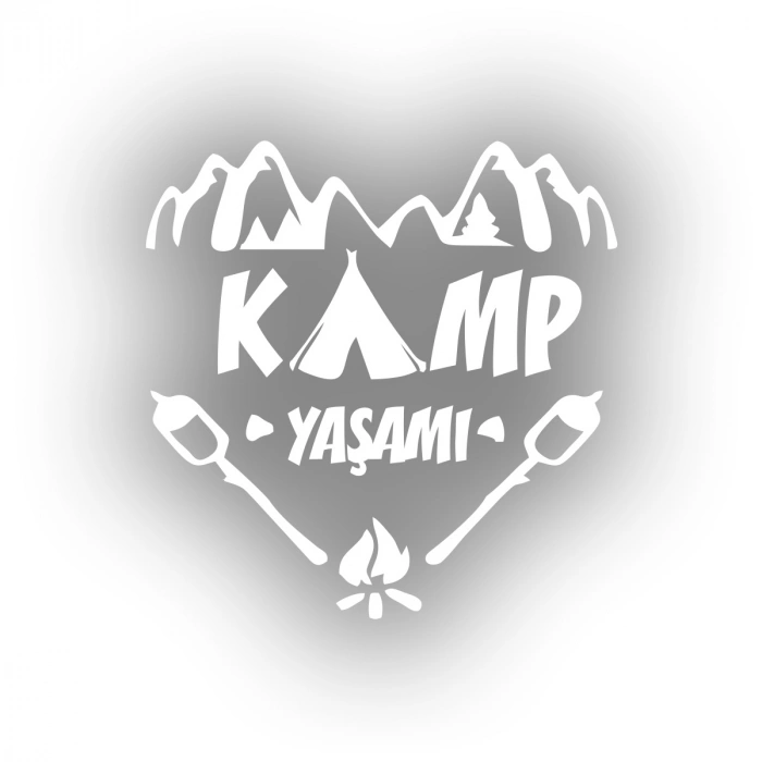 Kamp  Yaşamı Araba Sticker 17x17 Cm Beyaz