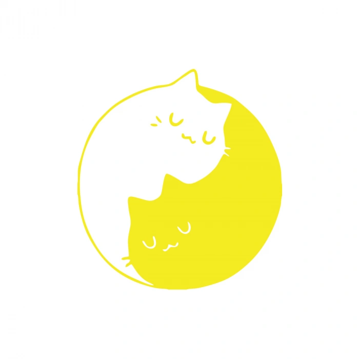 Kediler Ying Yang Araba Sticker 17x17 Cm Sarı