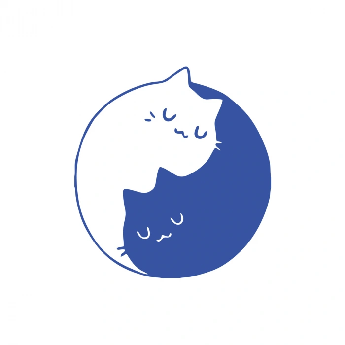 Kediler Ying Yang Araba Sticker 17x17 Cm Mavi