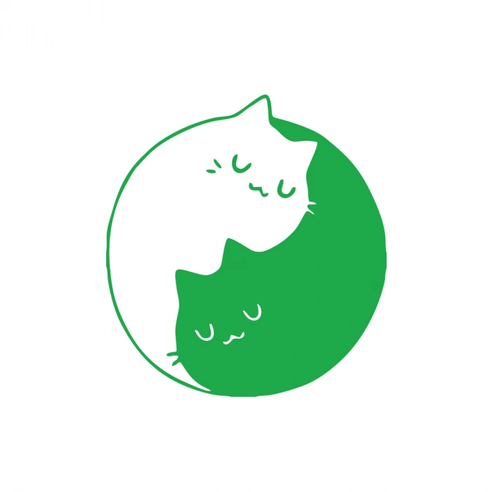 Kediler Ying Yang Araba Sticker 17x17 Cm Yeşil