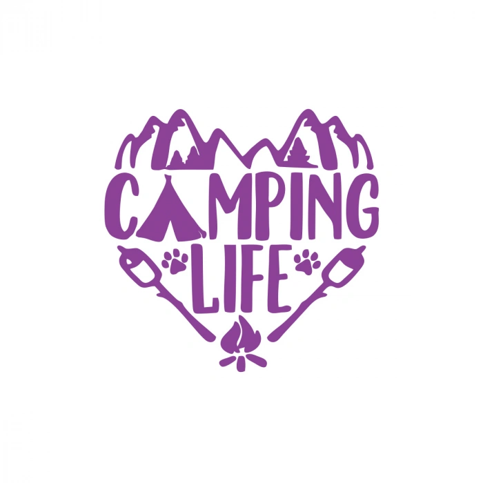 Camping Life Araba Sticker 17x17 Cm Mor