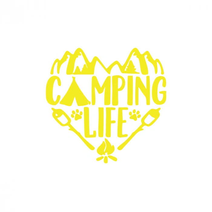 Camping Life Araba Sticker 17x17 Cm Sarı