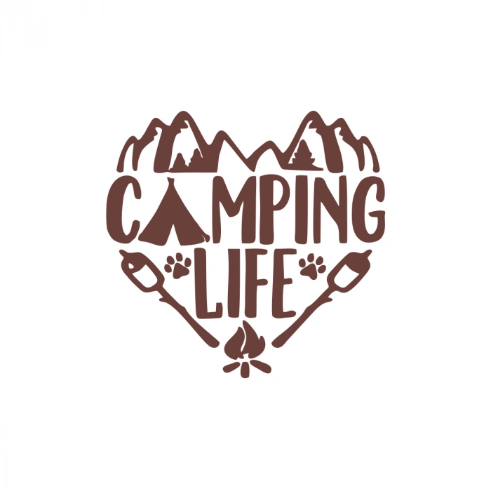 Camping Life Araba Sticker 17x17 Cm Kahverengi