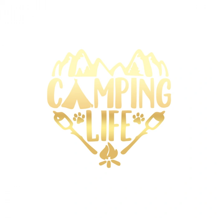 Camping Life Araba Sticker 17x17 Cm Gold