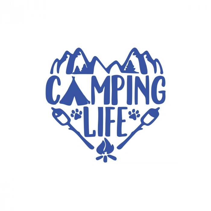 Camping Life Araba Sticker 17x17 Cm Mavi