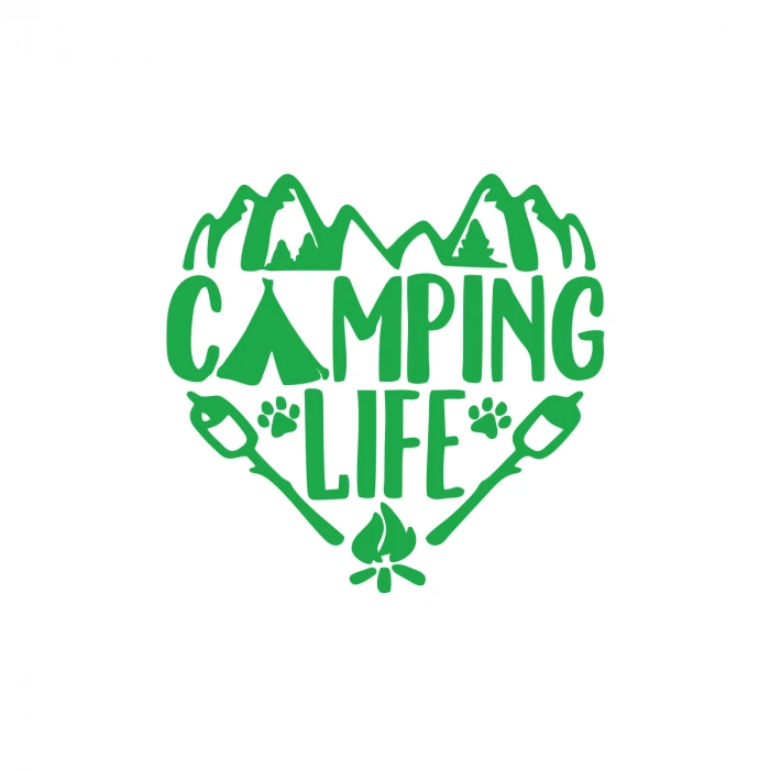 Camping Life Araba Sticker 17x17 Cm Yeşil