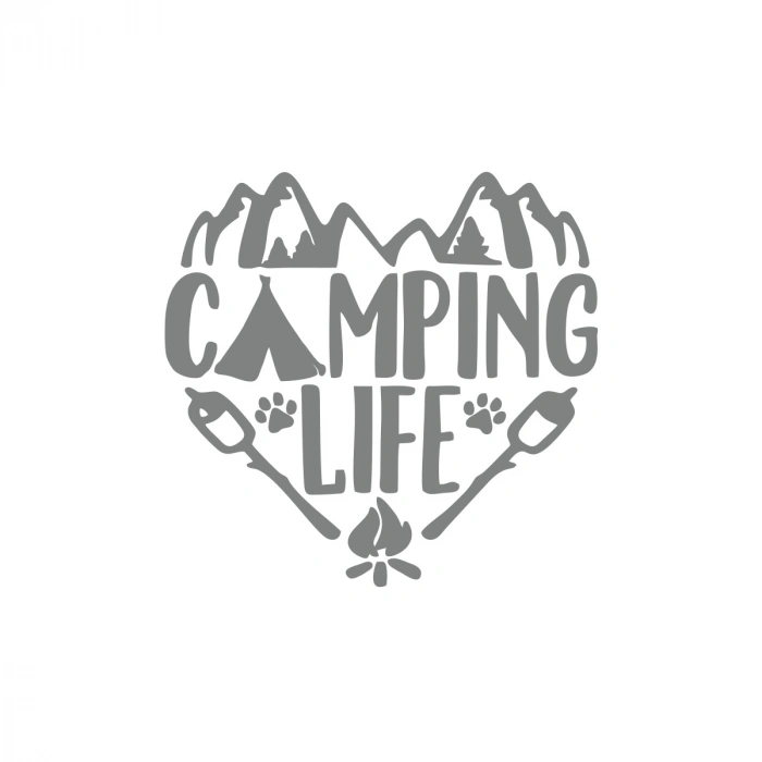 Camping Life Araba Sticker 17x17 Cm Gri