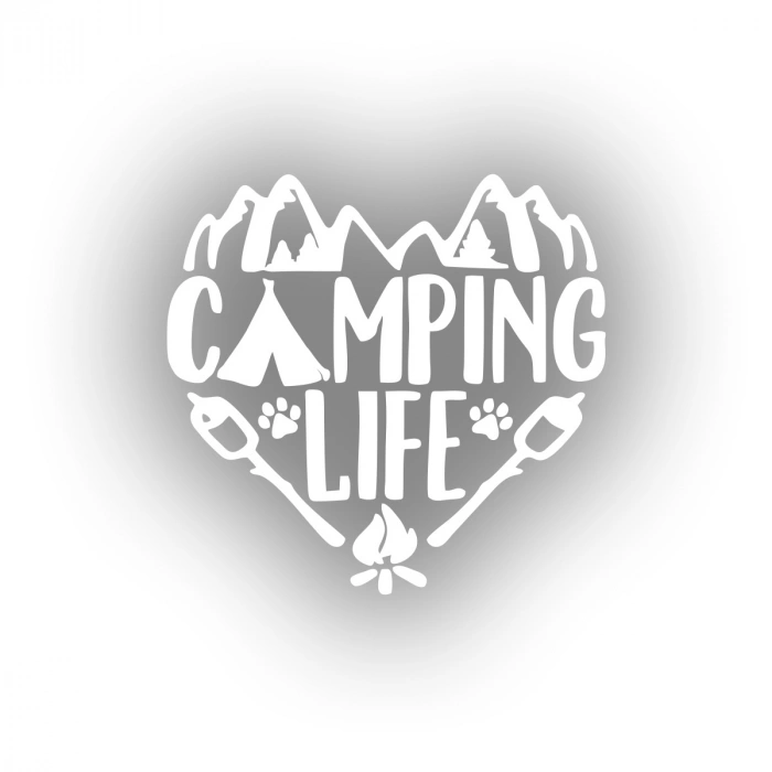 Camping Life Araba Sticker 17x17 Cm Beyaz