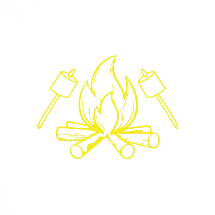 Kamp Ateşi Araba Sticker 17x17 Cm Sarı