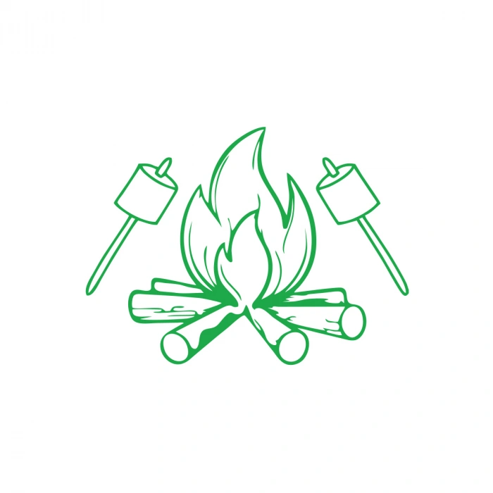 Kamp Ateşi Araba Sticker 17x17 Cm Yeşil