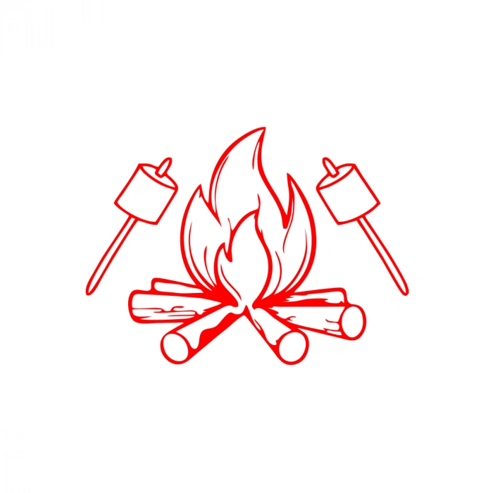 Kamp Ateşi Araba Sticker 17x17 Cm Kırmızı