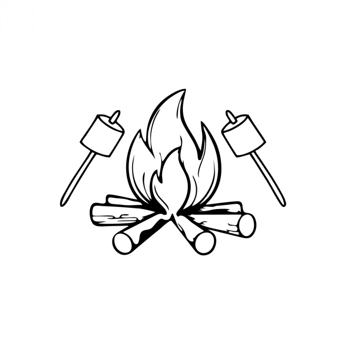 Kamp Ateşi Araba Sticker 17x17 Cm Siyah