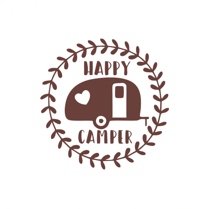 Happy Camper Sticker 17x17 Cm Kahverengi