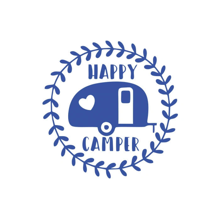 Happy Camper Sticker 17x17 Cm Mavi