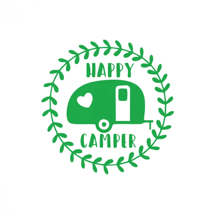 Happy Camper Sticker 17x17 Cm Yeşil