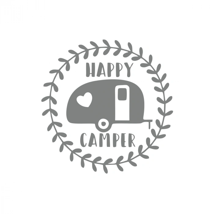 Happy Camper Sticker 17x17 Cm Gri