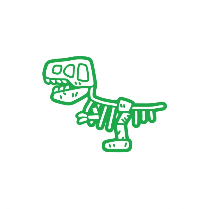 Dinozor Fosil Araba Sticker 17x17 Cm Yeşil