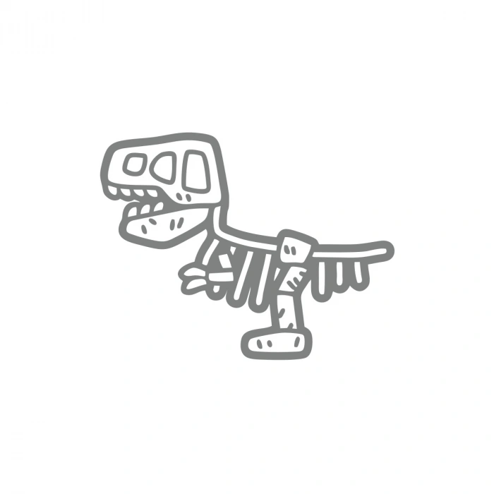 Dinozor Fosil Araba Sticker 17x17 Cm Gri