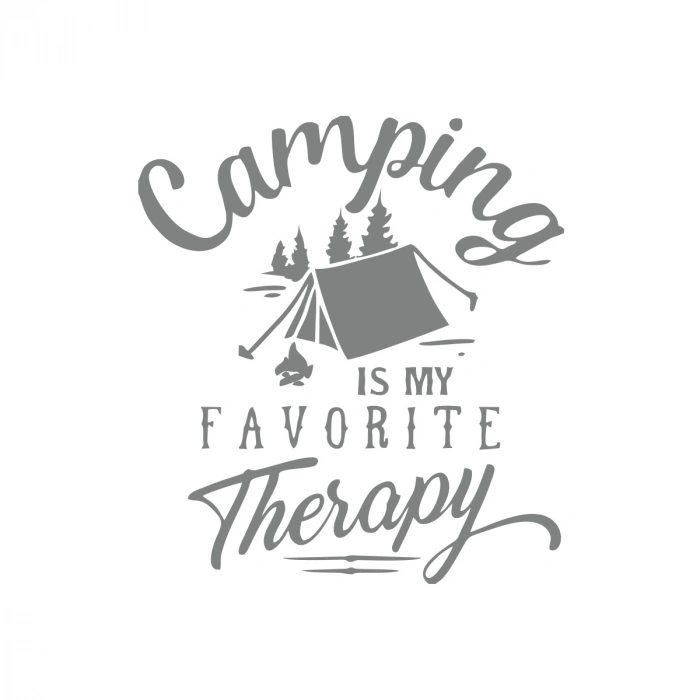 Camp Is My Favorite Therapy Araba Sticker 17x17 Cm Gri