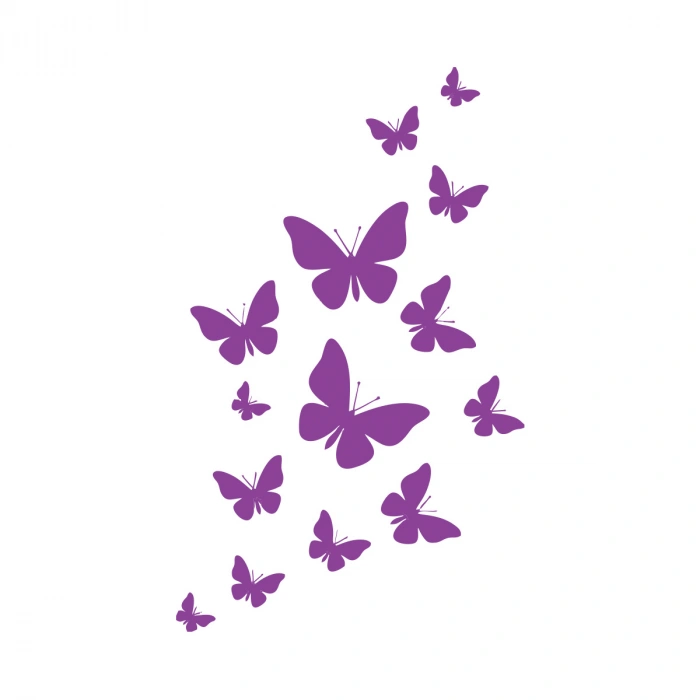 Uçan Kelebekler Araba Sticker  17x17 Cm Mor
