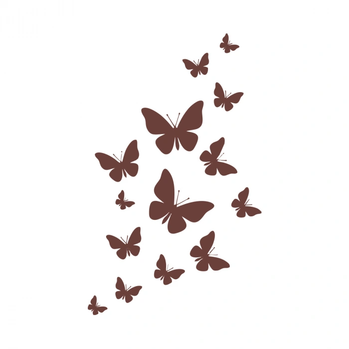 Uçan Kelebekler Araba Sticker  17x17 Cm Kahverengi