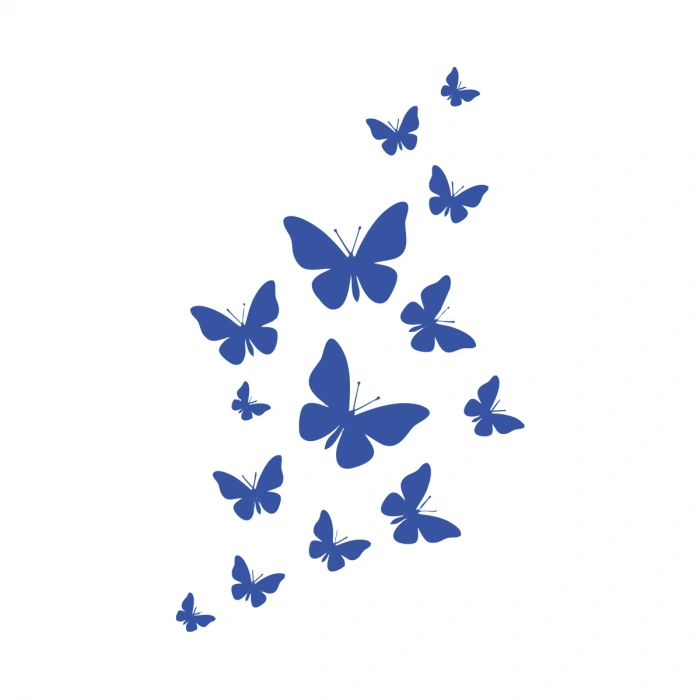 Uçan Kelebekler Araba Sticker  17x17 Cm Mavi