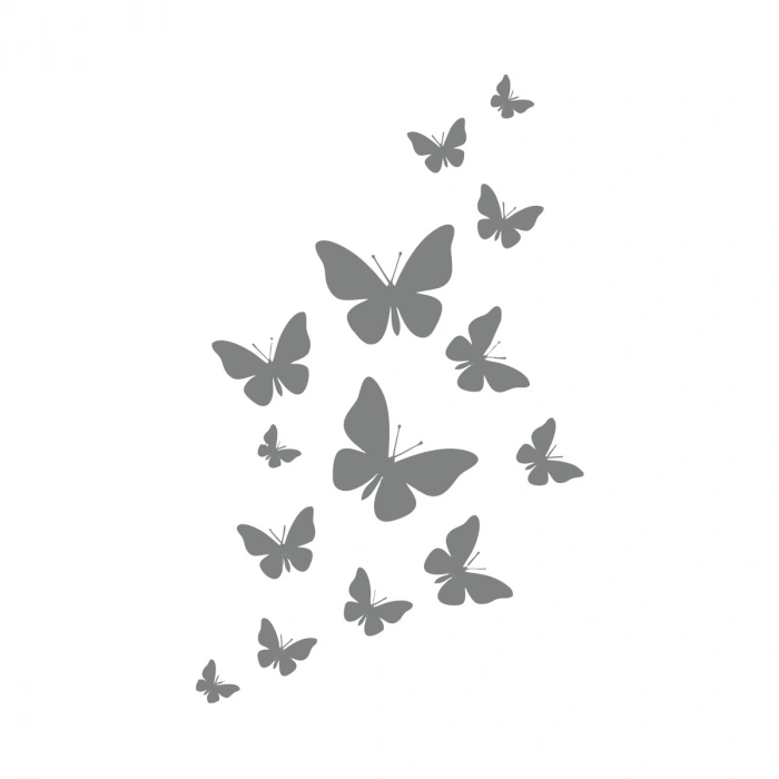 Uçan Kelebekler Araba Sticker  17x17 Cm Gri
