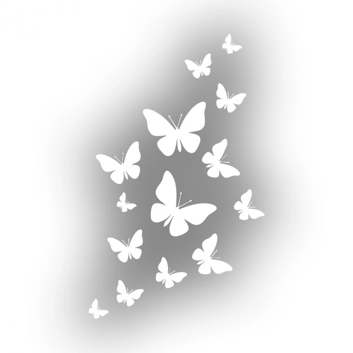 Uçan Kelebekler Araba Sticker  17x17 Cm Beyaz