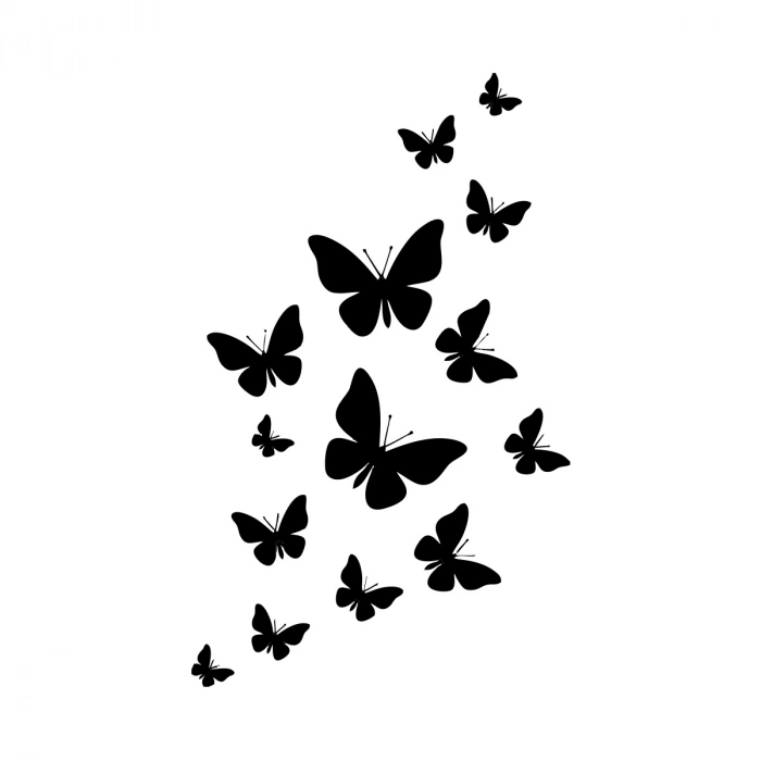Uçan Kelebekler Araba Sticker  17x17 Cm Siyah