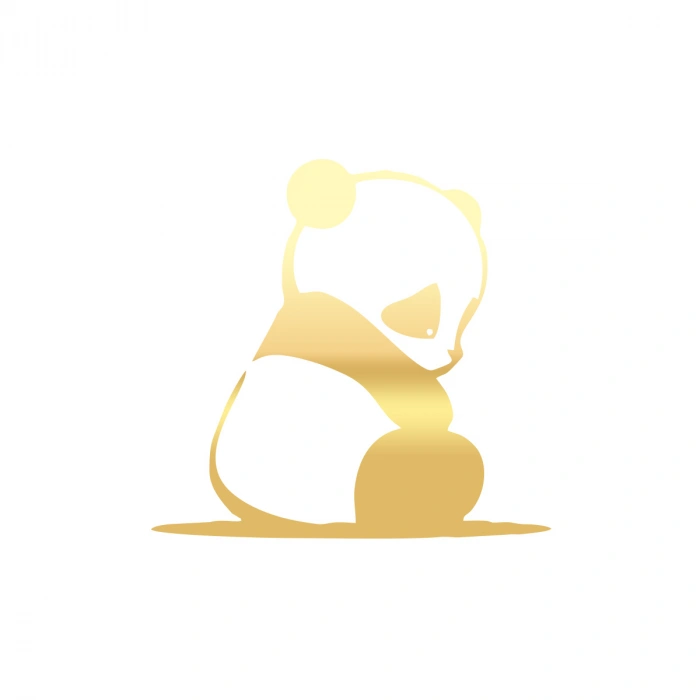 Üzgün Panda Araba Sticker 17x17 Cm Gold