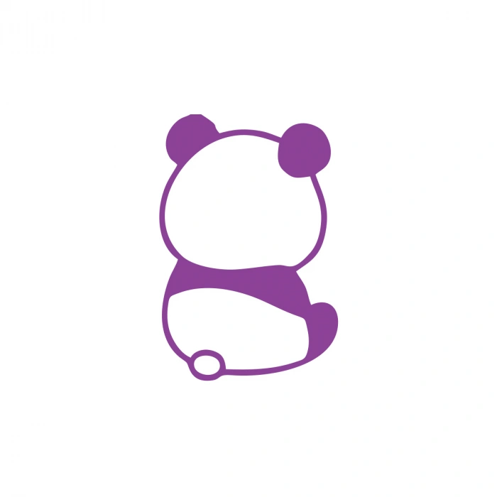 Küsmüş Panda Araba Sticker 17x17 Cm Mor