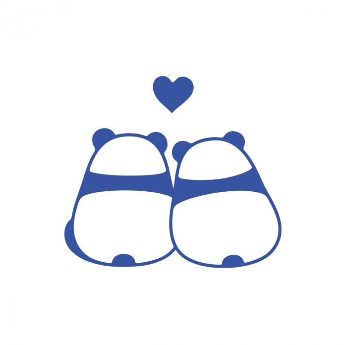 Panda Çifti Araba Sticker 17x17 Cm Mavi