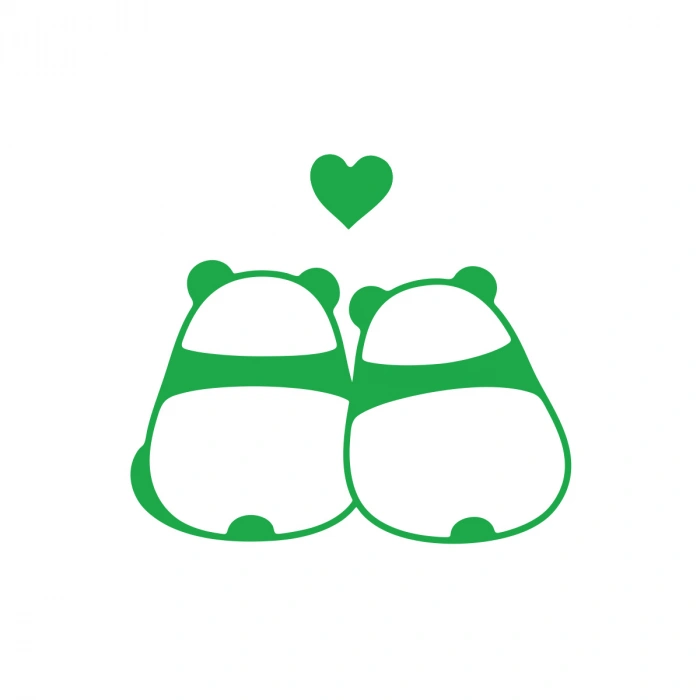 Panda Çifti Araba Sticker 17x17 Cm Yeşil